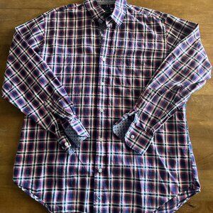 Tailorbyrd Collection Button Up men’s size large plaid shirt contrast cuffs